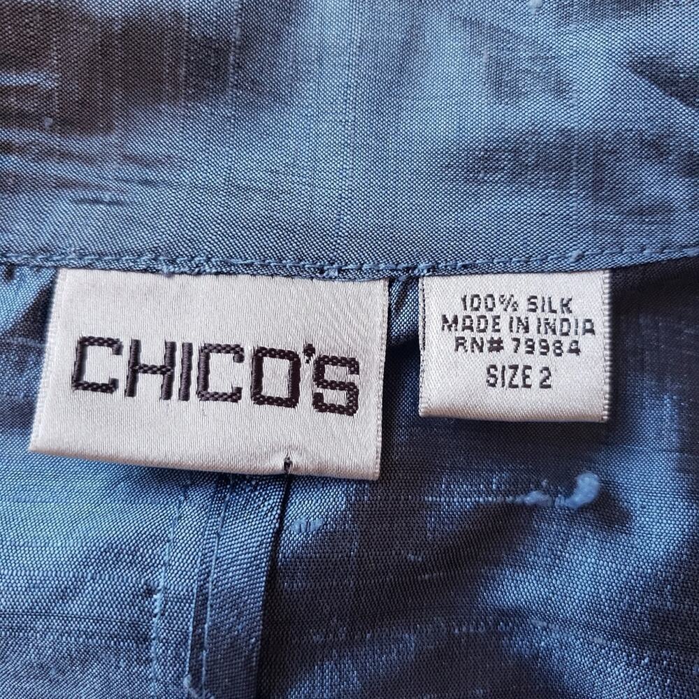 CHICOS SKY BLUE SILK JACKET W POCKETS SIZE 2(LG) - Picture 7 of 8